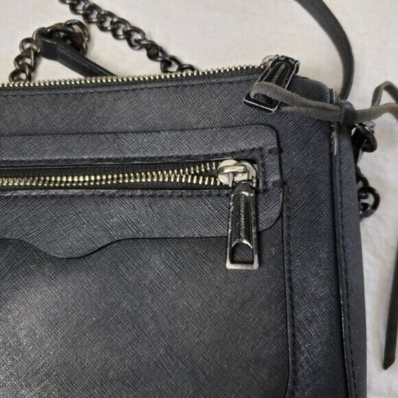 Rebecca Minkoff Avery Black Saffiano Leather Crossbody Bag Purse Studded Chain - Picture 11 of 16